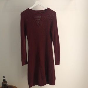 Burgundy sweater dress